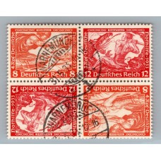 ALEMANIA 1933 CUADRO DE ESTAMPILLAS SE-TENANT ZUSAMMENDRUCKE USADO QUE ES MUCHO MAS ESCASO SK20 x 2 EN LAS DOS COMBINACIONES POSIBLES SIENDO EL 8 Pf EL PRIMERO MUY RARA 200 EUROS